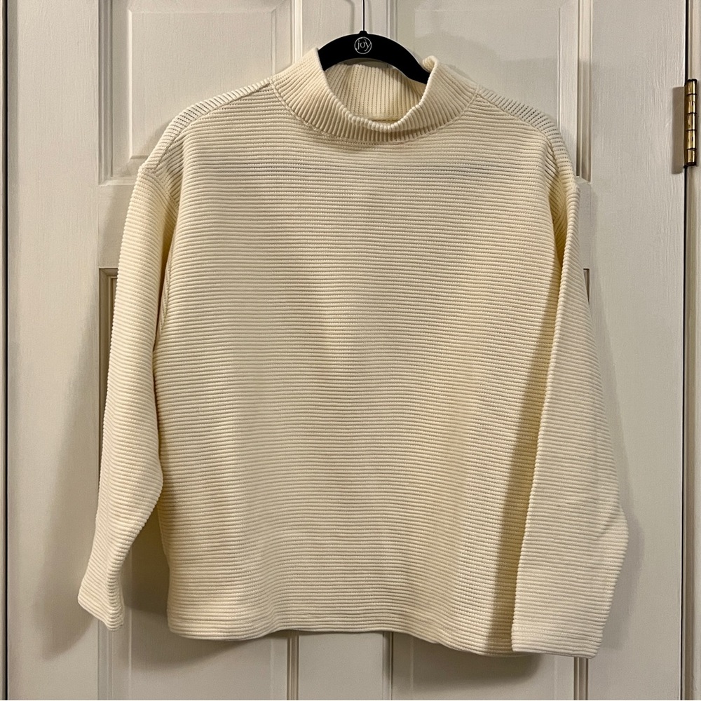 Madewell - Winter White Mock Neck Cotton Sweater with Pockets!